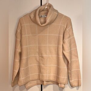 Ecowish Women's Beige Cowl Neck Sweater. Size M